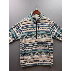 Billabong Fleece Pullover Mens Blue Geometric Southwestern Half Zip A/DIV Large